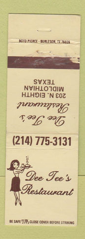 Matchbook Cover - Dee Tee's Restaurant Midlothian TX girlie WORN