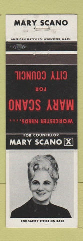 Matchbook Cover - Mary Scano City Council Election Worcester MA