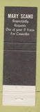 Matchbook Cover - Mary Scano City Council Election Worcester MA