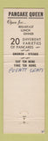 Matchbook Cover - Pancake Queen Fresno Oakland CA girlie