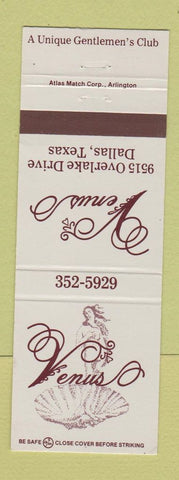 Matchbook Cover - Venus Strip Club Dallas TX