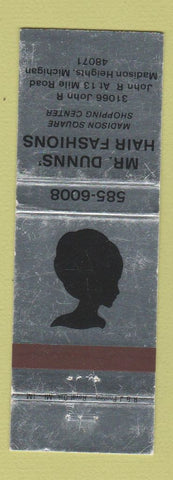 Matchbook Cover - Mr. Dunns' Hair Salon Madison Heights MI WEAR