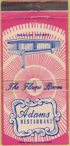 Matchbook Cover - Adams Restaurant Rawlings WY 30 Strike
