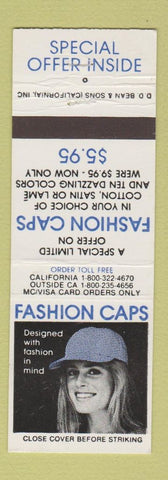 Matchbook Cover - Fashion Caps Hat Offer girlie Oxnard CA WEAR