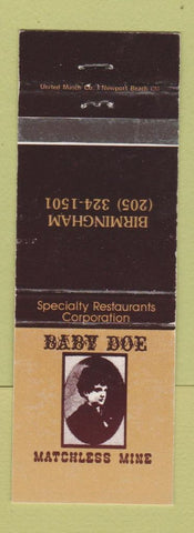 Matchbook Cover - Baby Doe Restaurants Birmingham AL