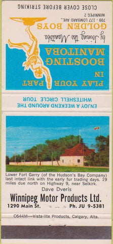 Matchbook Cover - Winnipeg Motor Products MB 30 Strike