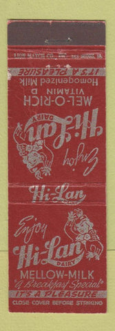 Matchbook Cover - Hi Lan Dairy Milk girlie Des Moines IA WORN