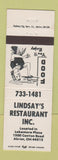 Matchbook Cover - Lindsay's Rstaurant Akron OH