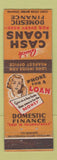 Matchbook Cover - Domestic Finance Loans girlie Alexandria Silver Spring MD