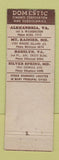 Matchbook Cover - Domestic Finance Loans girlie Alexandria Silver Spring MD