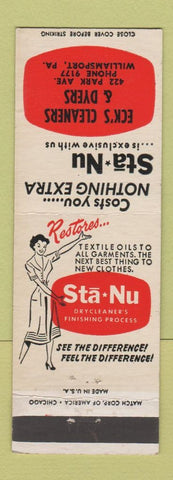 Matchbook Cover - Eck's Cleaners Sta Nu girlie Williamsport PA