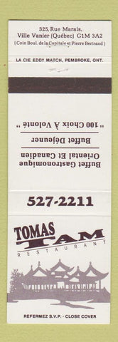 Matchbook Cover - Tomas Tam Restaurant Chinese Villa Vanier QC