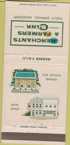 Matchbook Cover - Merchants Farmers Bank Holly Springs MS 30 Strike