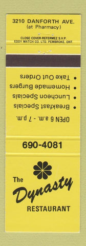 Matchbook Cover - Dynasty Restaurant Scarborough ON