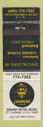 Matchbook Cover - Grand Hotel Chinese Restaurant St Thomas Virgin Islands
