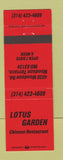 Matchbook Cover - Lotus Garden Chinese Restaurant Woodson Terrace MO