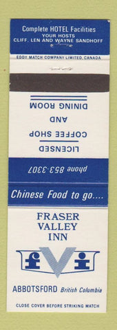 Matchbook Cover - Fraser Valley Inn Abbotsford BC Chinese Food