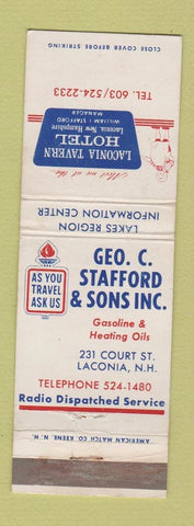 Matchbook Cover - Laconia Tavern Hotel NH Geo Safford Sons oil gas WORN