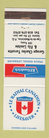 Matchbook Cover - Le Radial Canadien Tires BF Goodrich Cap de la Madeleine QC