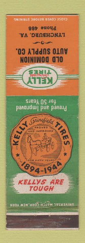 Matchbook Cover - Kelly Tires 1944 Old Dominion Auto Parts Lynchburg VA
