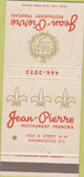 Matchbook Cover - Jean Pierre Restaurant Washington DC 30 Strike