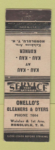 Matchbook Cover - Onello's Cleaners Dyers Honolulu TH Hawaii WEAR