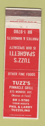 Matchbook Cover - Tuzz's Pinnacle Grill WEAR
