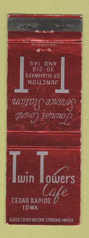 Matchbook Cover - Twin Towers Cafe Cedar Rapids IA WEAR