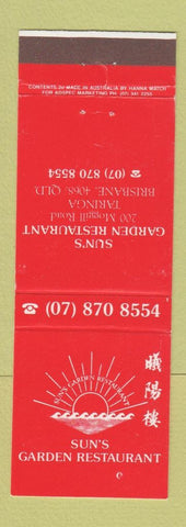 Matchbook Cover - Sun's Garden Restaurant Chinese Brisbane Australia