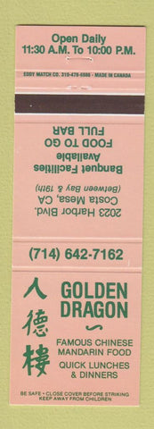 Matchbook Cover - Golden Dragon Chinese Restaurant Costa Mesa CA