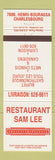 Matchbook Cover - Restaurant Sam Lee Chinese Charlesbourg QC
