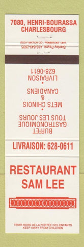 Matchbook Cover - Restaurant Sam Lee Chinese Charlesbourg QC