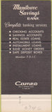 Matchbook Cover - Manitowoc Savings Bank WI 30 Strike