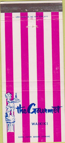 Matchbook Cover - The Gourmet Waikiki HI 30 Strike