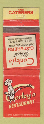 Matchbook Cover - Corky's Restaurant North Miami Beach FL WORN