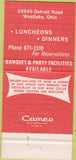 Matchbook Cover - Dover Chalet Restaurant Westlake OH 30 Strike