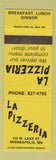 Matchbook Cover - La Pizzeria Pizza Minneapolis MN