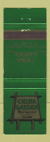 Matchbook Cover - China Garden Chinese Restaurant San Angelo TX