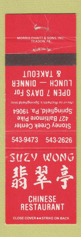 Matchbook Cover - Suzy Wong Chinese Restaurant Springfield PA