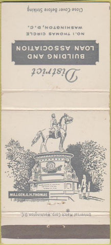 Matchbook Cover - District Building Loan Washington DC 30 Strike
