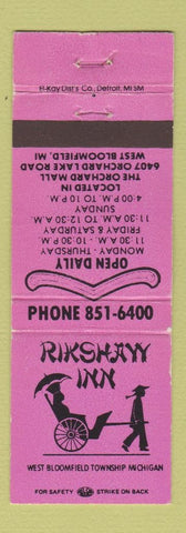 Matchbook Cover - Rikshaw Inn West Bloomfield Township MI