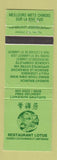 Matchbook Cover - Restaurant Lotus Chinees St Lambert QC WEAR