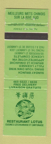Matchbook Cover - Restaurant Lotus Chinees St Lambert QC WEAR