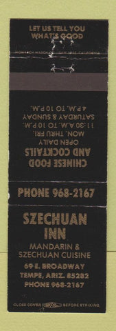 Matchbook Cover - Szechuan Inn Chinese Restaurant Tempe AZ