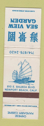 Matchbook Cover - Sea View Garden Chinese Restaurant Newport Beach CA WEAR