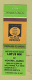 Matchbook Cover - Lotus Inn Chinese Restaurant Montreal QC