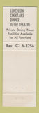 Matchbook Cover - Ho ho Chinese Restaurant New York City
