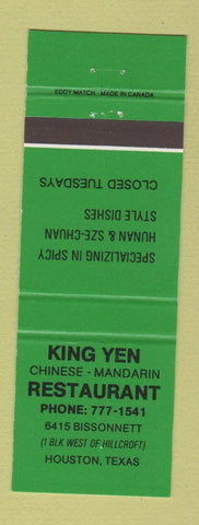 Matchbook Cover - King Yen Chinese Restaurant Houston TX