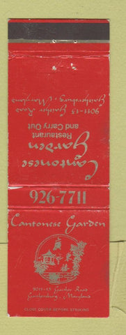 Matchbook Cover - Cantonese Garden Chinese Restaurant Gaithersburg MD WEAR
