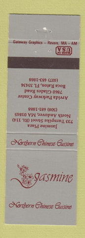 Matchbook Cover - Jasmine Chinese Restaurant Boca Raton FL North Andover MA